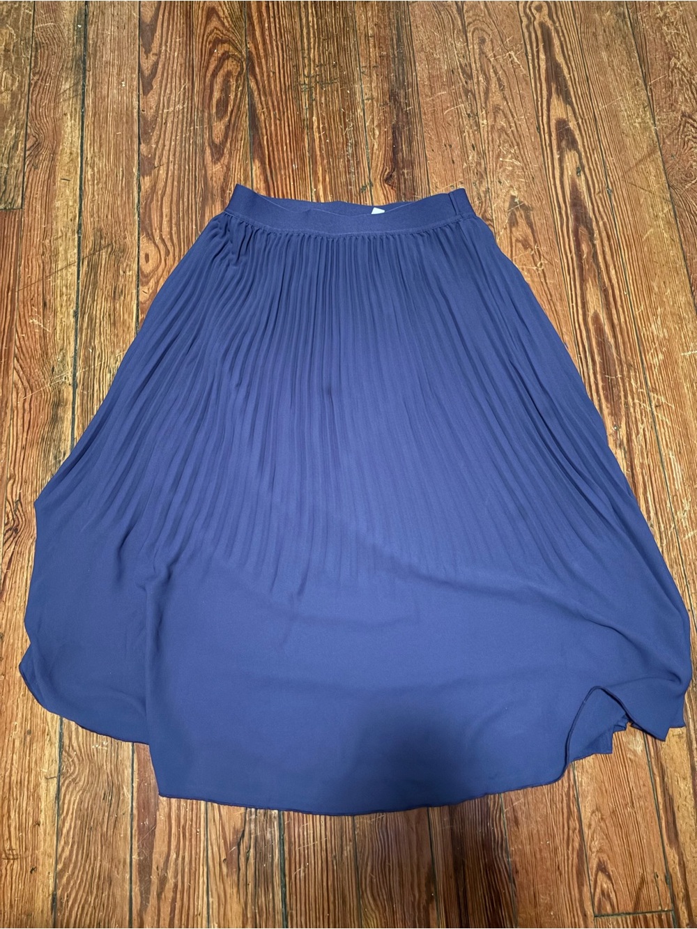 J. Crew Pleated Midi Skirt in Deep Blue
